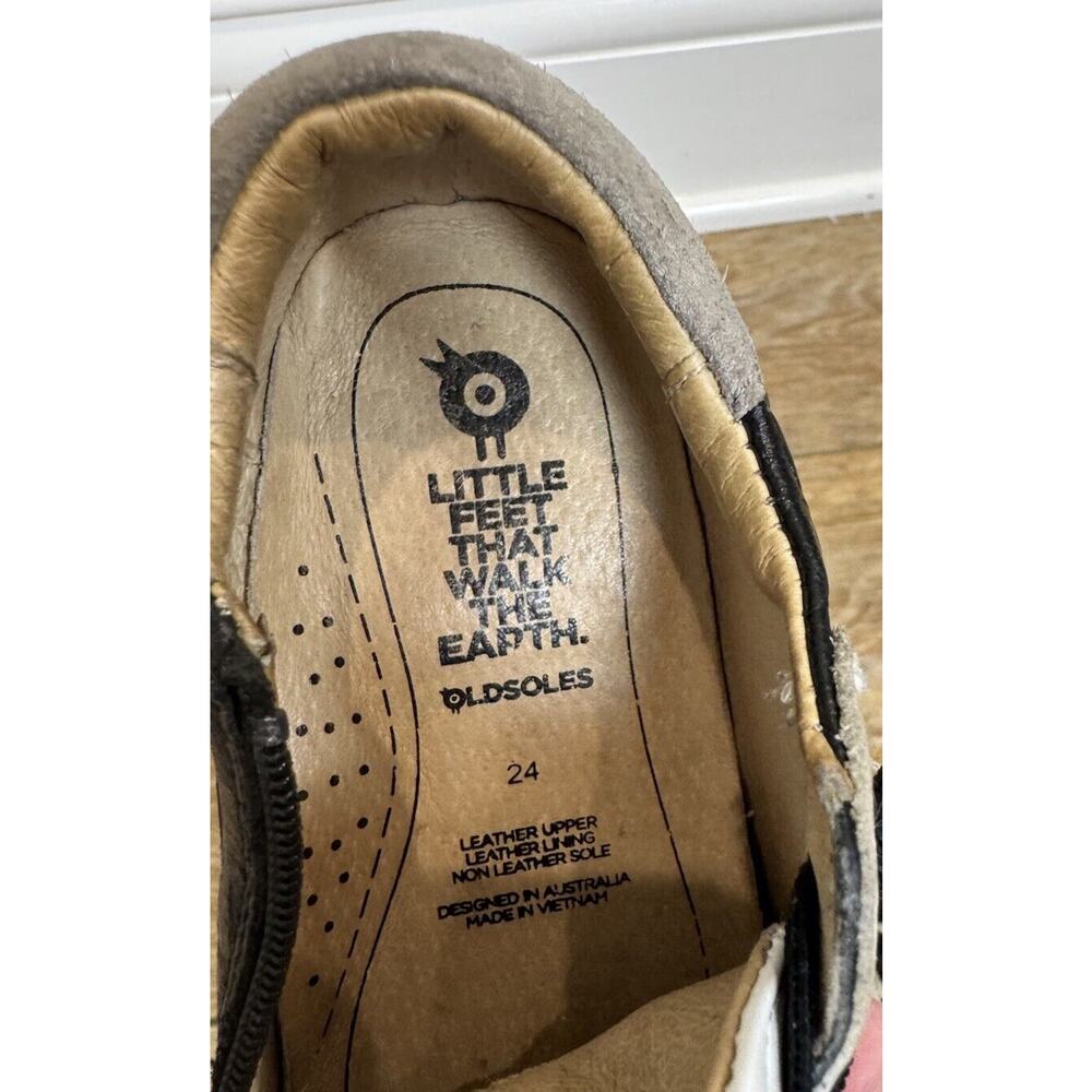 Old Soles Toddler Boys Leather Black White Zipper Stretch Lace Sneaker Sz 8 US - Picture 9 of 10